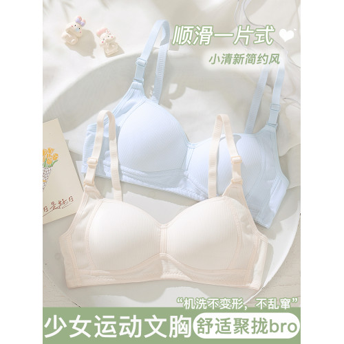 少女高中生發育期內衣防下垂收副乳小胸聚攏無鋼圈清新簡約文胸罩