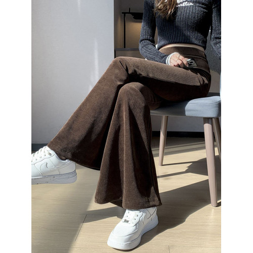 加絨加厚大喇叭褲女2026新款秋冬季高個子高腰顯瘦修身拖地馬蹄褲