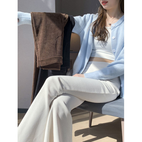 加絨加厚大喇叭褲女2026新款秋冬季高個子高腰顯瘦修身拖地馬蹄褲