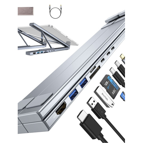 爆款hdmi鋁合金多接口八合一筆記型電腦擴展隖支架
