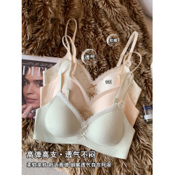 薄款蕾絲碎花內衣女士小胸聚攏透氣無鋼圈收副乳防下垂少女文胸罩