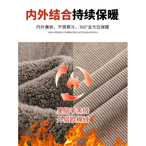 加絨加厚濶腿褲女秋冬季2026新款寬鬆直筒褲子冬季外穿羊羔絨棉褲