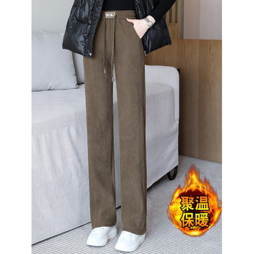 2026秋冬季新款窄版濶腿褲加絨加厚褲子寬鬆顯瘦高腰時尚外穿長褲 2026秋冬季新款窄版濶腿褲加絨加厚褲子寬鬆顯瘦高腰時尚外穿長褲
