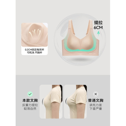 貓人大胸顯小內衣粉底液文胸提拉聚攏收副乳無痕大碼無鋼圈防下垂