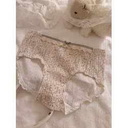 奶油可露麗~森系少女蕾絲邊女士中腰內褲女生純棉女款抗菌三角褲