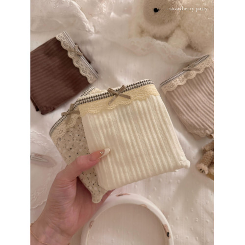 奶油可露麗~森系少女蕾絲邊女士中腰內褲女生純棉女款抗菌三角褲