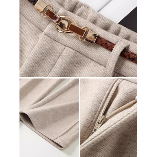 毛呢直筒褲垂感糯米褲女2025新款寬鬆濶腿褲秋冬加絨羊毛西裝褲子