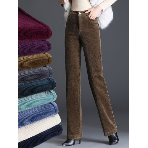 燈芯絨媽媽褲子女秋冬季2025新款加絨加厚直筒褲中老年條絨女褲