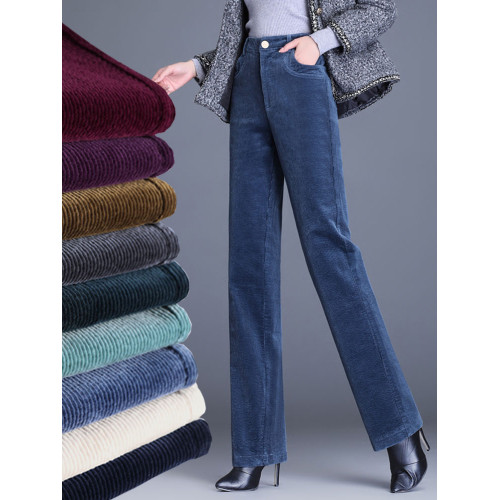 燈芯絨媽媽褲子女秋冬季2025新款加絨加厚直筒褲中老年條絨女褲