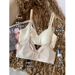 提未蘇薄款無痕內衣女士大胸顯小兔耳杯收副乳防下垂無鋼圈文胸罩