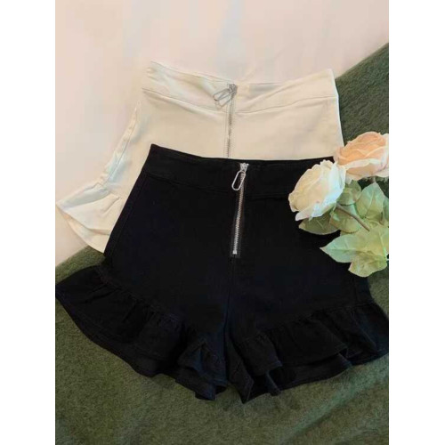 2024年夏季高腰a字荷葉邊短褲女小個子辣妹顯瘦百搭黑色濶腿短褲 2024年夏季高腰a字荷葉邊短褲女小個子辣妹顯瘦百搭黑色濶腿短褲