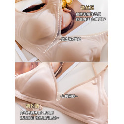 夏季絲滑緞面法式深V內衣女細肩帶無痕三角杯小胸無鋼圈文胸罩薄