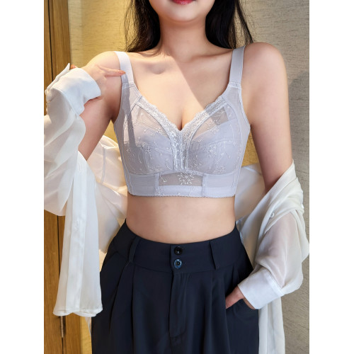 女士內衣大胸顯小全罩杯薄款胸罩女收副乳防下垂無鋼圈文胸顯胸小