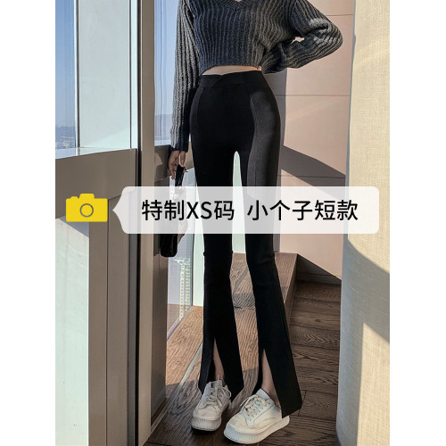 2026年新款黑色開叉微喇叭褲女秋冬小個子西裝褲子高腰顯瘦馬蹄褲
