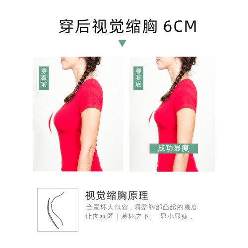 大胸顯小胸內衣顯瘦薄款縮胸防下垂收副乳大碼防震無痕運動文胸夏