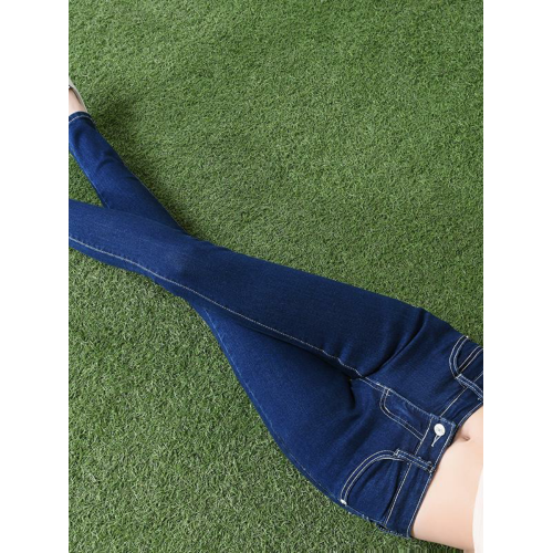 高彈力牛仔褲女低腰長褲學生春秋修身加絨小腳緊身9分韓版鉛筆褲