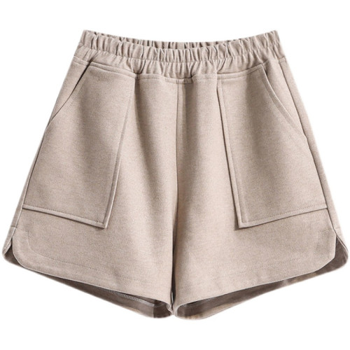 特大碼女褲300斤毛呢短褲學生寬鬆胖妹妹外穿高腰濶腿a字打底靴褲