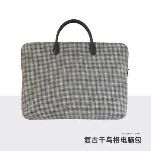 千鳥格手提電腦包女14設計小衆16寸通勤包15高級感筆電平板包matebook適用蘋果華爲聯想電腦