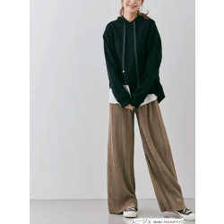 日系松緊高腰超長褲拖地褲女樂天秋長款濶腿褲休閒垂墜壓褶直筒褲