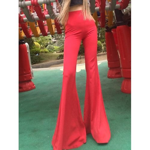 性感休閒褲女春夏顯瘦大喇叭褲時尚跳舞大碼高腰加長褲子女高個子