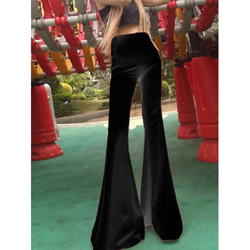 性感休閒褲女春夏顯瘦大喇叭褲時尚跳舞大碼高腰加長褲子女高個子