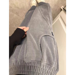 美式復古運動褲女高腰顯瘦窄版濶腿褲秋冬衛褲加絨休閒褲子春秋季