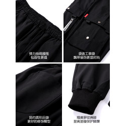 秋冬新款加絨工裝褲女士休閒小個子大碼黑色機車美式女款顯瘦褲子