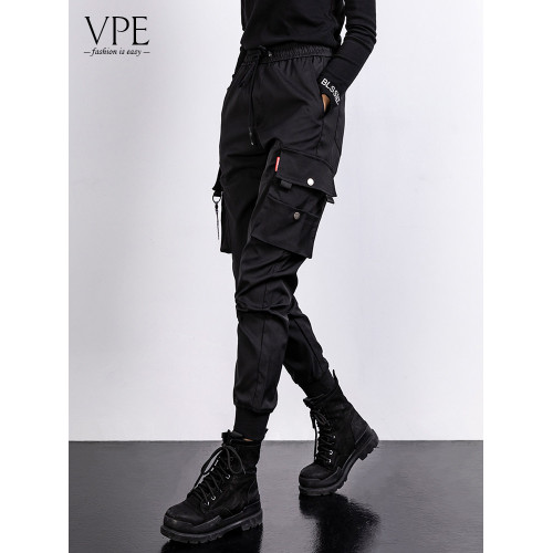 秋冬新款加絨工裝褲女士休閒小個子大碼黑色機車美式女款顯瘦褲子