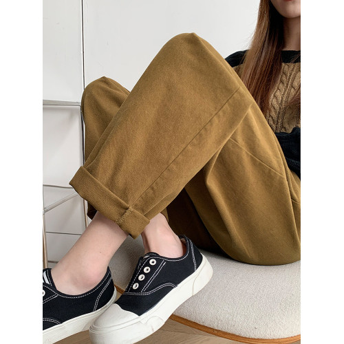 卡其色哈倫蘿蔔褲女2026春秋新款高腰顯瘦燈籠褲小個子老爹工裝褲