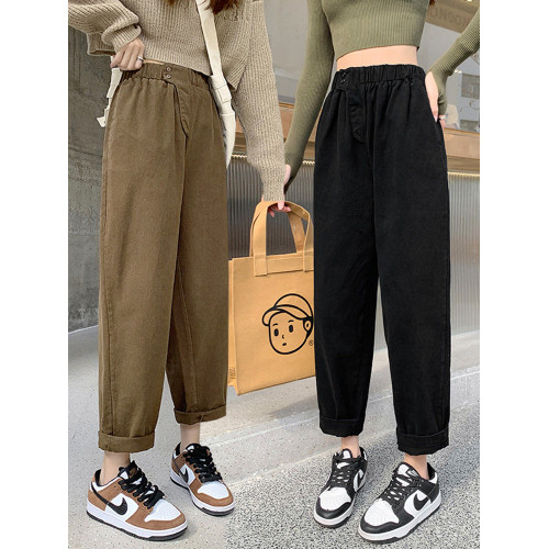 卡其色哈倫蘿蔔褲女2026春秋新款高腰顯瘦燈籠褲小個子老爹工裝褲