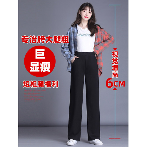 濶腿褲女春秋2025年新款冬季高腰梨形身材胖mm大碼寬鬆直筒褲子女