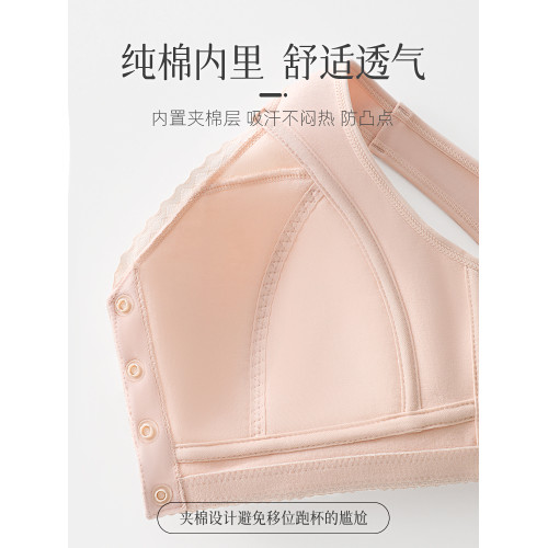 媽媽內衣女前釦文胸無鋼圈中老年人婦女背心式大碼純棉胸罩夏季薄