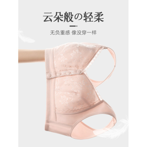 媽媽內衣女前釦文胸無鋼圈中老年人婦女背心式大碼純棉胸罩夏季薄