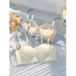 半杯小胸聚攏內衣女無鋼圈aa杯平胸專用顯大無肩帶防滑文胸罩套裝