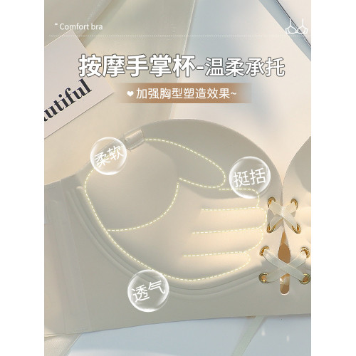 圓圓胸內衣女小胸聚攏顯大漫畫外擴型胸罩夏季無痕無肩帶防滑文胸