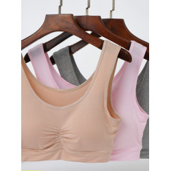 新品大碼莫代爾運動文胸防震背心式中老年無鋼圈200胖mm內衣