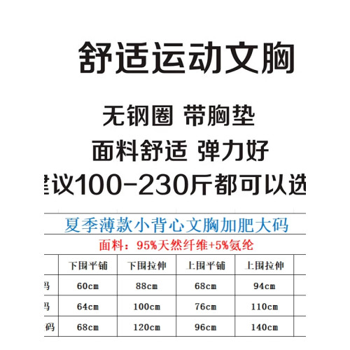 新品大碼莫代爾運動文胸防震背心式中老年無鋼圈200胖mm內衣
