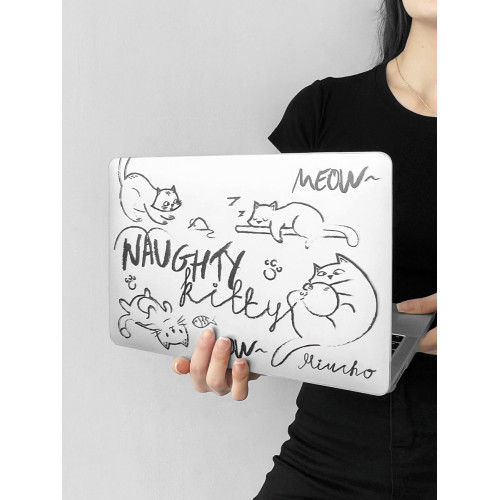 MIUCHO貓咪磨砂電腦殼適用於蘋果22款M2簡約air13透明macbook14簡約pro原創設計防摔pro16寸防磕碰保護硬殼