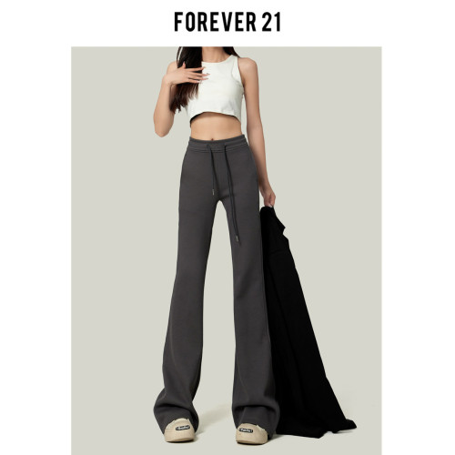 forever 21美式復古灰色微喇叭衛褲子女秋冬款拖地運動休閒瑜珈褲