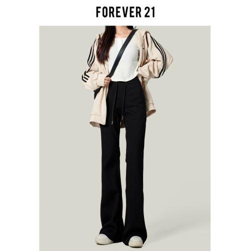 forever 21美式復古灰色微喇叭衛褲子女秋冬款拖地運動休閒瑜珈褲