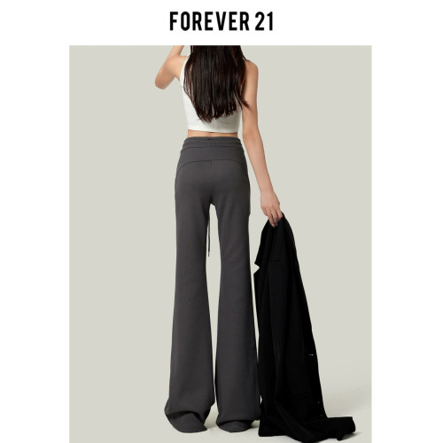 forever 21美式復古灰色微喇叭衛褲子女秋冬款拖地運動休閒瑜珈褲