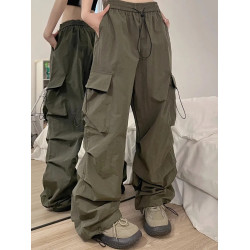 美式高街寬鬆濶腿加絨工裝褲男女ins潮牌休閒百搭街舞褲拖地長褲