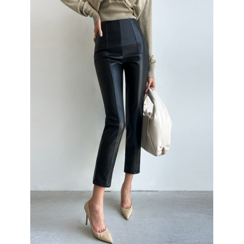 皮褲女士2025新款秋冬款外穿九分小腳褲小個子高級感pu皮打底褲子