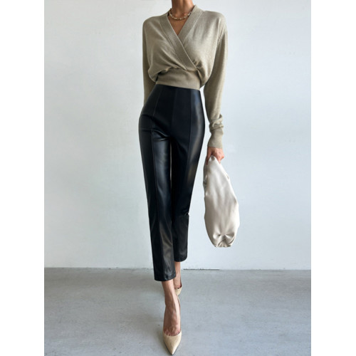 皮褲女士2025新款秋冬款外穿九分小腳褲小個子高級感pu皮打底褲子