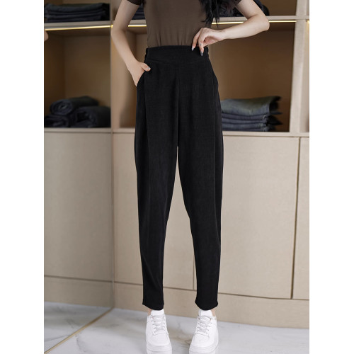 哈倫褲加絨2025年秋冬新款女士寬鬆高腰松緊小腳蘿蔔褲休閒褲長褲