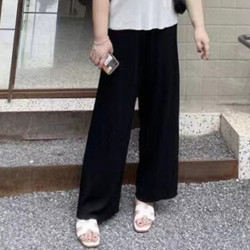 黑色加大加肥寬鬆顯瘦直筒褲女高腰梨形身材遮肉秋冬保暖哈倫褲女