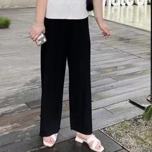 黑色加大加肥寬鬆顯瘦直筒褲女高腰梨形身材遮肉秋冬保暖哈倫褲女