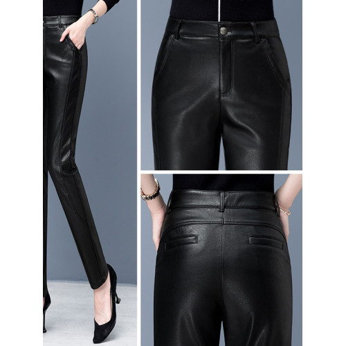 海甯真皮綿羊皮皮褲女2025新款秋冬加絨高腰打底褲顯瘦小腳長褲子