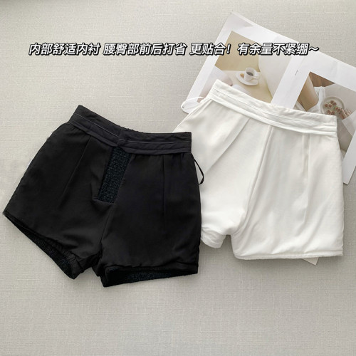 150小矮個子小香風粗花毛呢短褲女秋冬高腰休閒靴褲a字短褲xs顯高