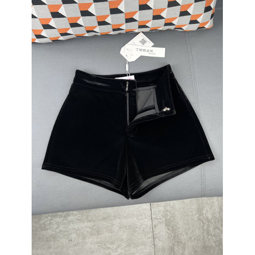 丁妮妮自製絲絨黑色短褲女秋冬季打底外穿小個子高腰金絲絨濶腿褲